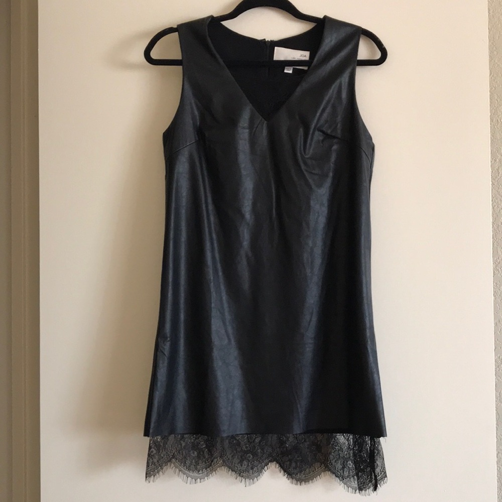 PU leather dress with lace in size S
